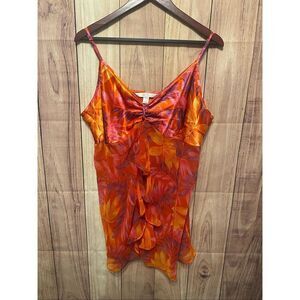 Cacique 16/18 sexy lingerie nighty top orange red ruffle floral plus size